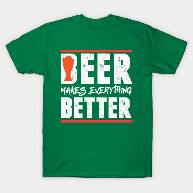 New Fashion Men T Shirt Beer Makes Everything Better Print Short Sleeve Tops Tees Casual
