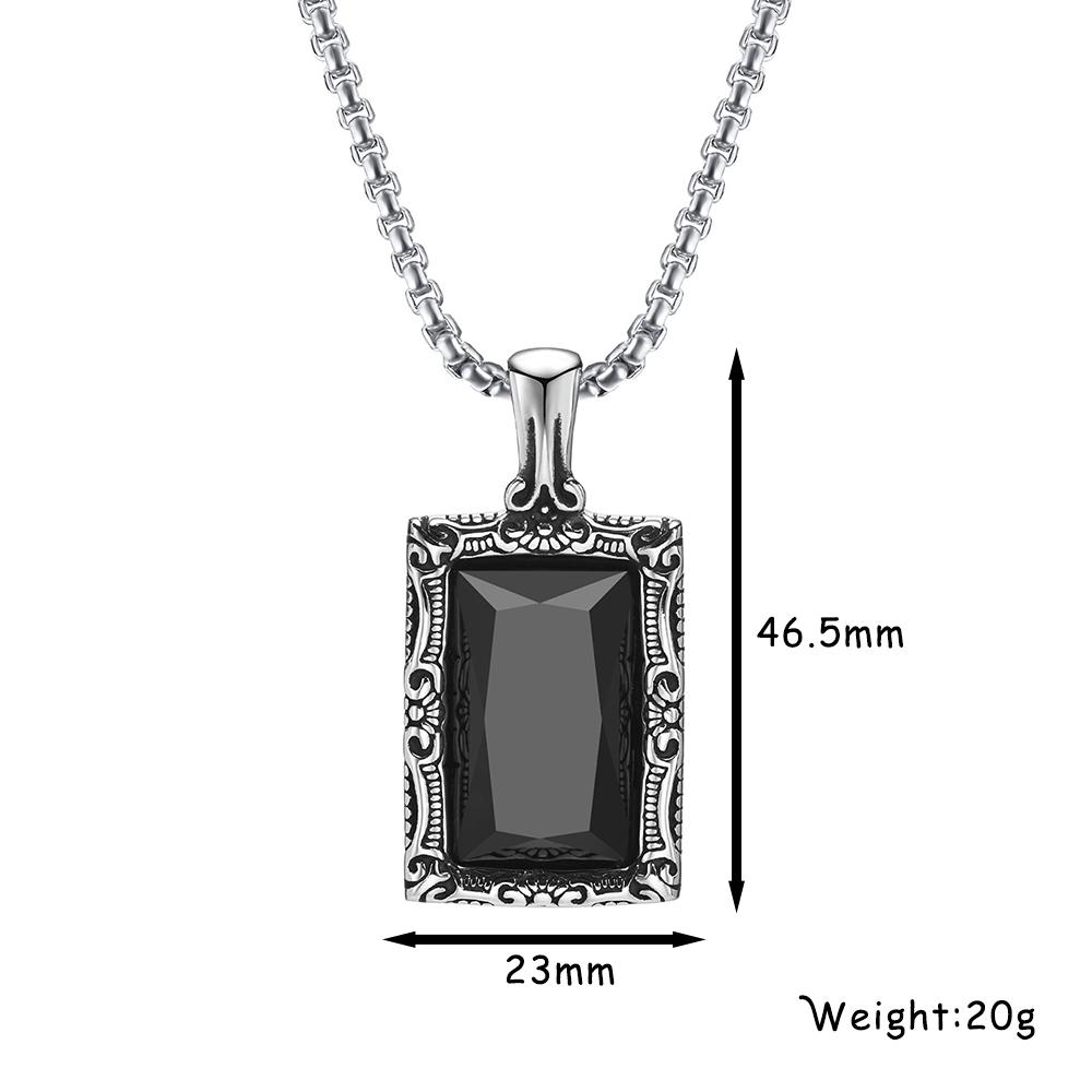 Fashion Simple Black Stone Pendant Classic Stainless Steel Personality Charm Necklace for Women Jewelry Amulet Gift