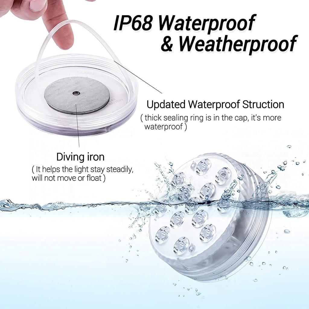 RF Wireless Waterproof IP68 Underwater Lights Pool Party Atmosphere Lights Pond Lighting Colored Lights Outdoor Garden Landscap