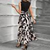 Women's Floral Print High Waist Fashionable And Elegant Sleeveless Dress