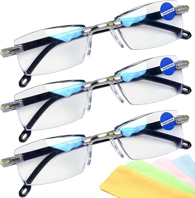 Smart Zoom Blue‑Light Blocking Eyeglasses with Automatic Near‑and‑Far Dual‑Focus Adjustment, Gold Color 3PCS