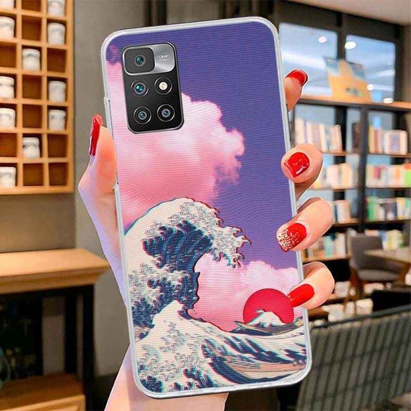 Japanese Style Wave Art Cover Phone Case For Xiaomi Poco F7 Ultra X7 X6 X5 Pro M7 Redmi 15C 15 13C 13 12C 12 10C 10 9A 9C 9T 9 S