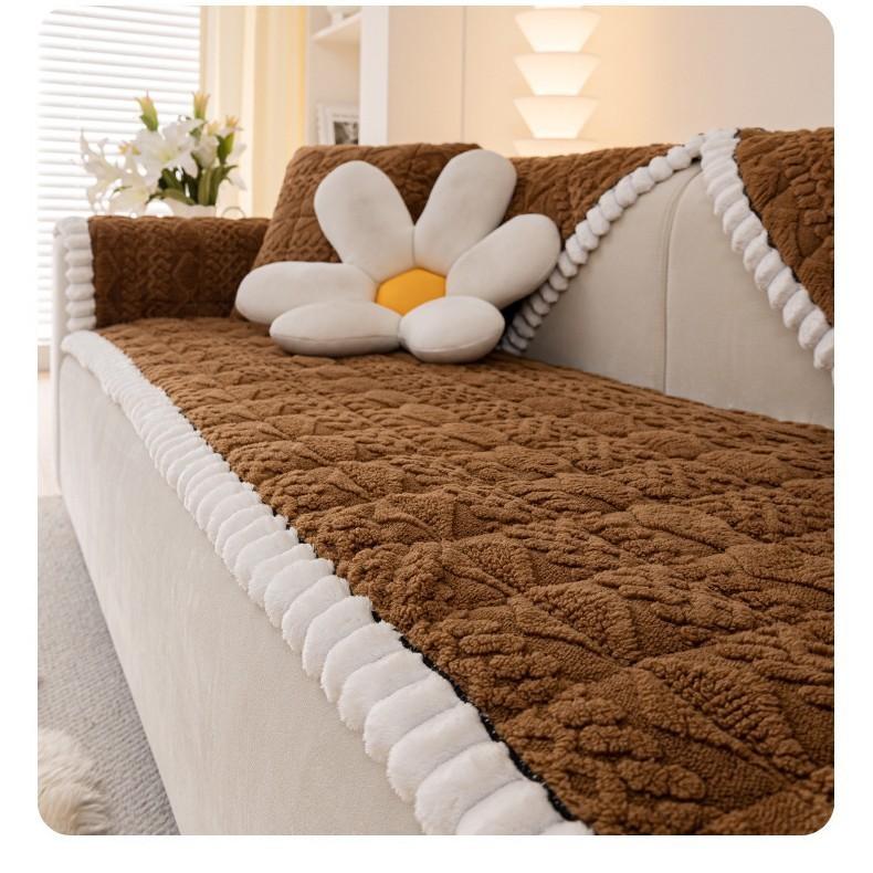 1Pcs Solid Color Thickened Sofa Mat Comfortable Soft Living Room Couch Cushion Modern Anti Slip Furniture Cover Home Decoration