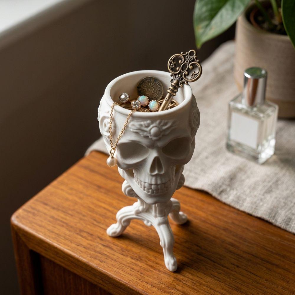 3D Printed Halloween Goblet Skull Planter Gothic Mini Skeleton Flower Pot Halloween Party