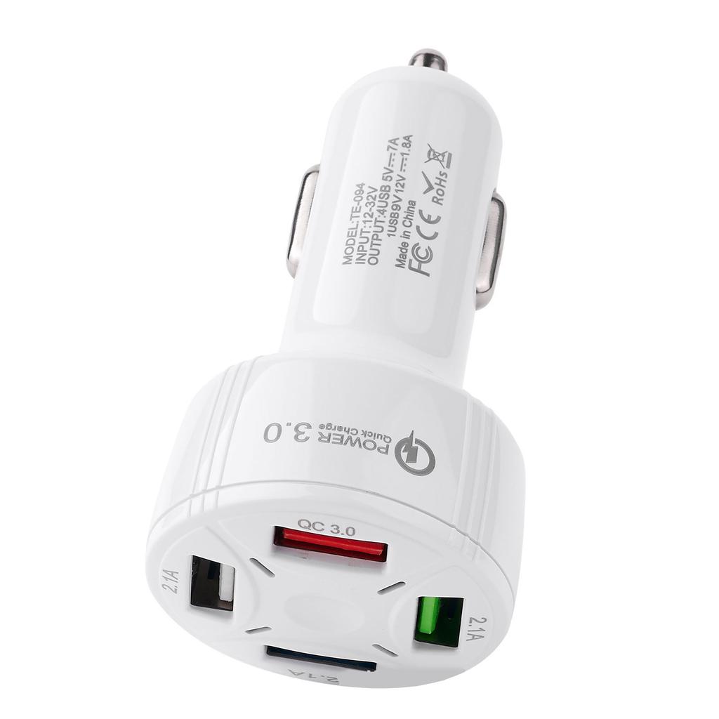 4 Ports Usb Car Charger Quick Charge 3.0 Qc 3.0 7a Fast Charging For Iphone 13 12 11 Xiaomi Huawei Samsung Phone Car Usb Charger