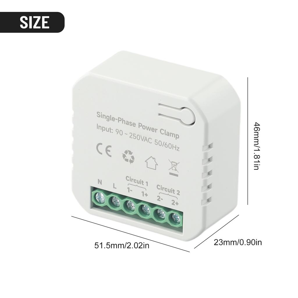 WiFi Energy Meter 80A with Dual Clamp For For Tuya For Smart Life App Monitor Power Consumption EfFor Fortlessly