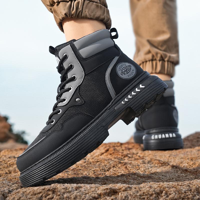 Martin boots men's spring and autumn high-top platform locomotive tooling leather boots outdoor mountaineering versatile combat desert rhubarb boots