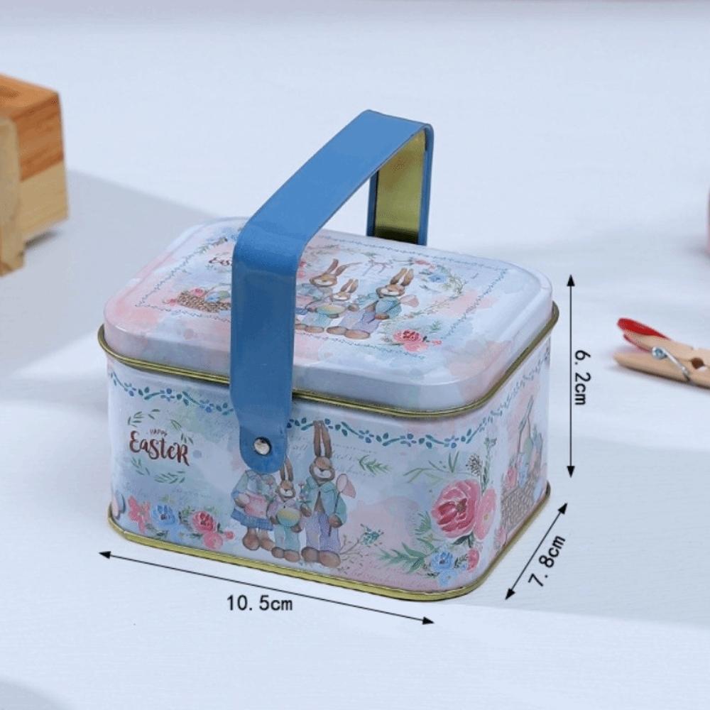 Griffdesign Ostereier-Hase-Box Dekorative Hülle Blechmaterial Süßigkeiten-Keks-Box Oster-Thema Leere Box Geschenkverpackungsbox