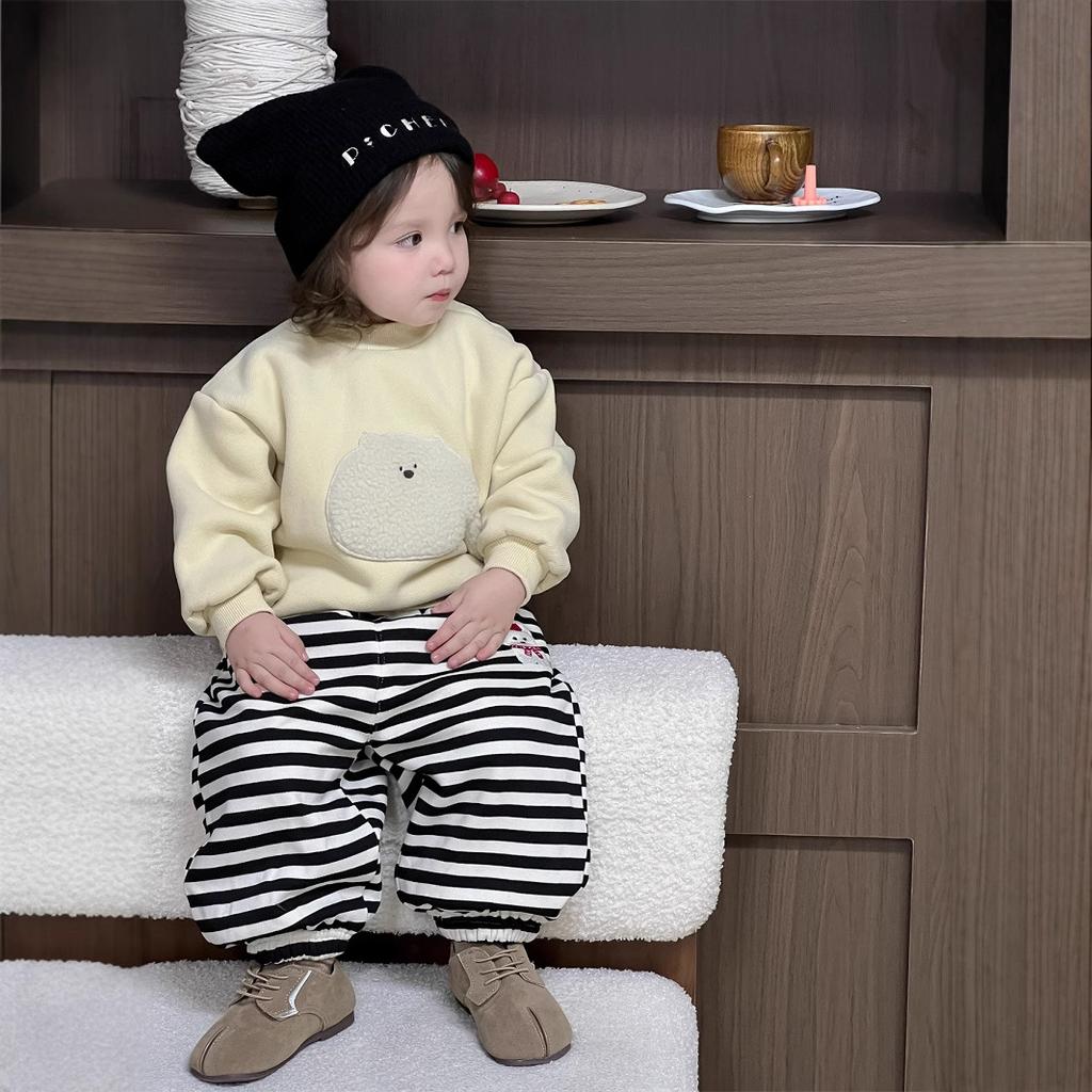 Children's Winter Thickened Sweater Set Girls' Winter Clothing Children's Clothing Baby Warm Fleece Sweatpants Baby Clothes