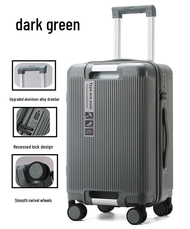 Luggage 24-Inch Large Capacity Leather Zipper Suitcase, Universal Trolley Case for College Students, Men & Women, 20-Inch Cabin Size