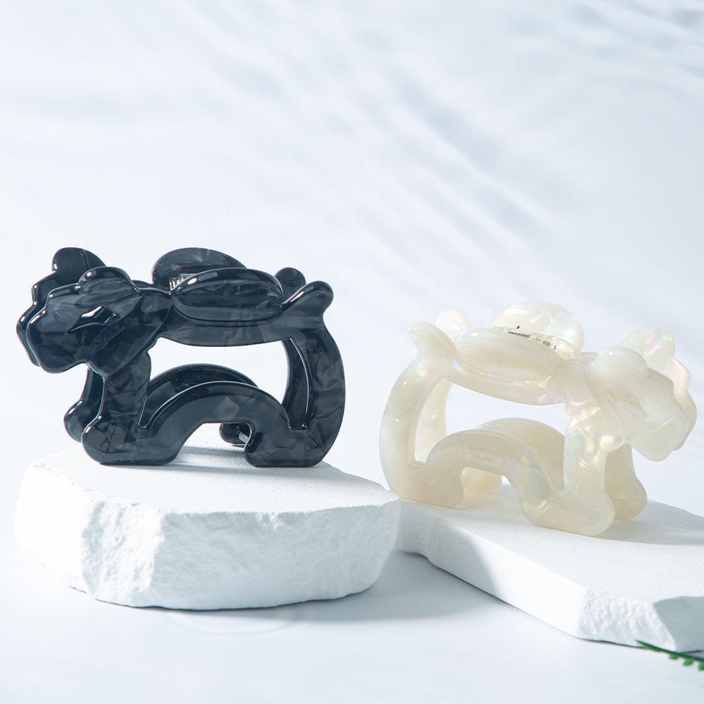 Puppy Shape Acetate Hair Clip - Simple Hollowed-Out Back-of-Head Updo Accessory белый