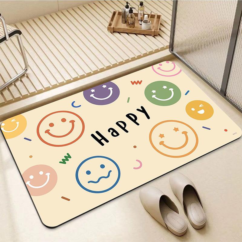 Small Fresh Cream Wind Diatom Mud Floor Mat Bathroom Dirt-Resistant And Easy To Take Care Of Floor Mat Bathroom Non-Slip Quick-Drying Floor Mat