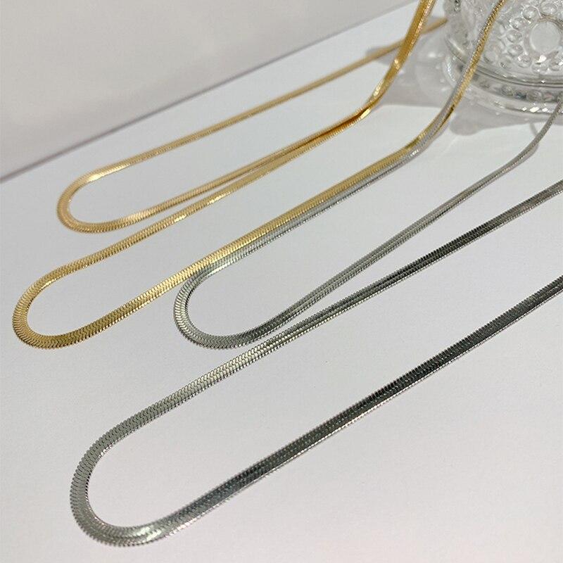 Fashion Unisex Snake Chain Women Necklace Choker Stainless Steel Herringbone Gold Color Chain Necklace for Women Jewelry