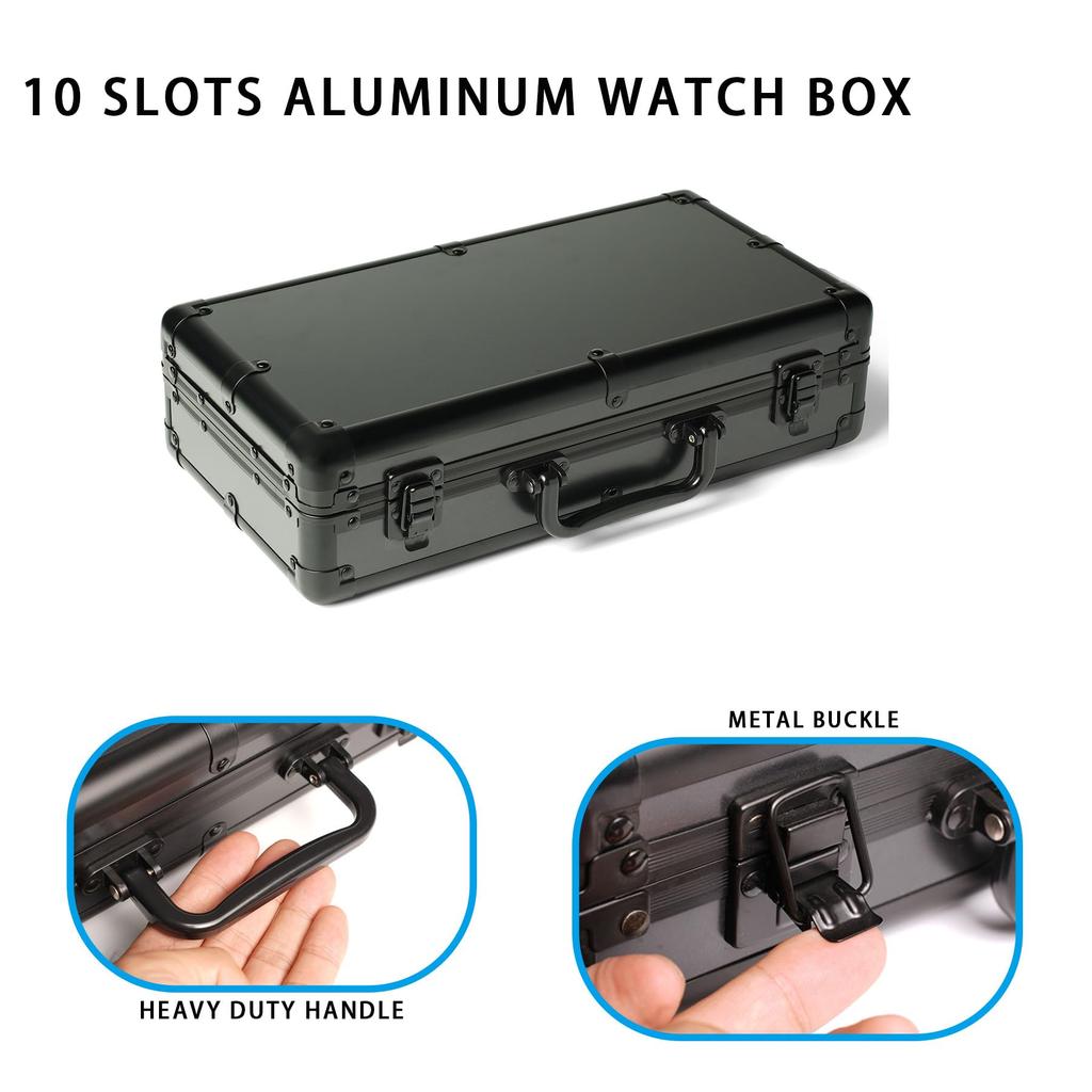 AUKURA Watch Organizer Aluminum Watch Storage Hard Watch Travel Padded Case for Watch Display and 10 Slots Case, Box, Box, Organization,