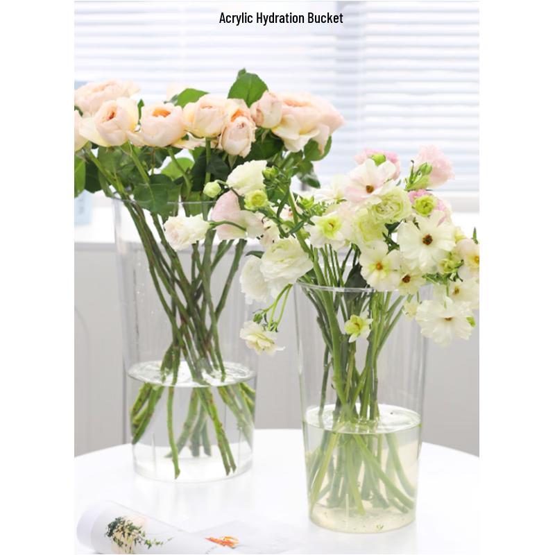 Klarer Runder Acryl-Blumeneimer-Satz - Mittel (5-teilig)