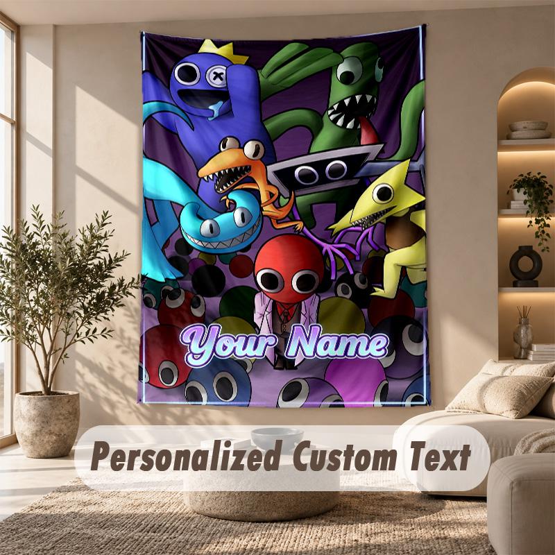 Rainbow Friends Tapestry, Personalized Custom Text, Wall Hanging Tapestry For Living Room Home Wall Decor