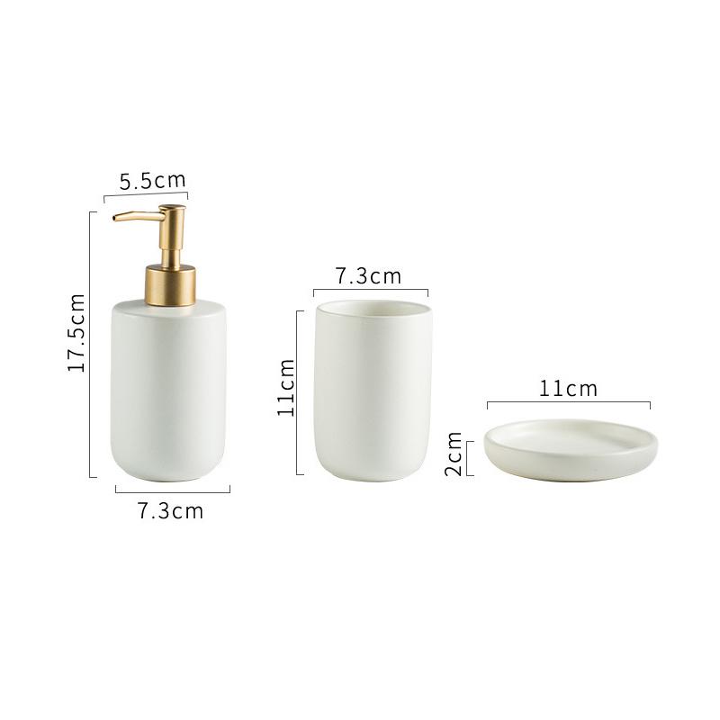 Ensemble simple en céramique pour salle de bain Lavabo Articles de salle de bain Tasse à bain pour la bouche Porte-savon Flacon de désinfectant pour les mains Kit de gobelets à brosse à dents