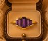 Amethyst Art Deco Ring 14k Gold Vermeil | Purple Geometric Statement Ring | February Birthstone Jewelry | Vintage Style Ring