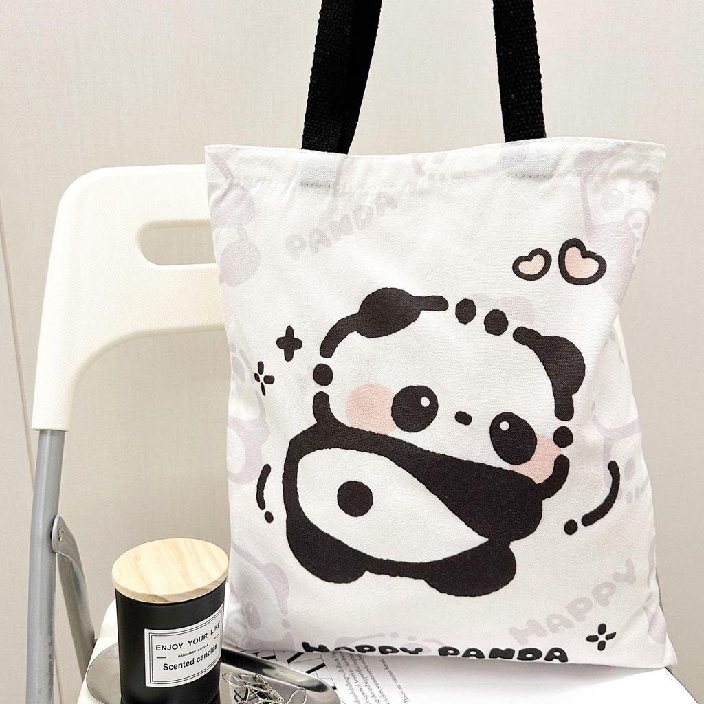 Panda Huahua Canvas Shoulder Bag - Chengdu Souvenir School Book Tote