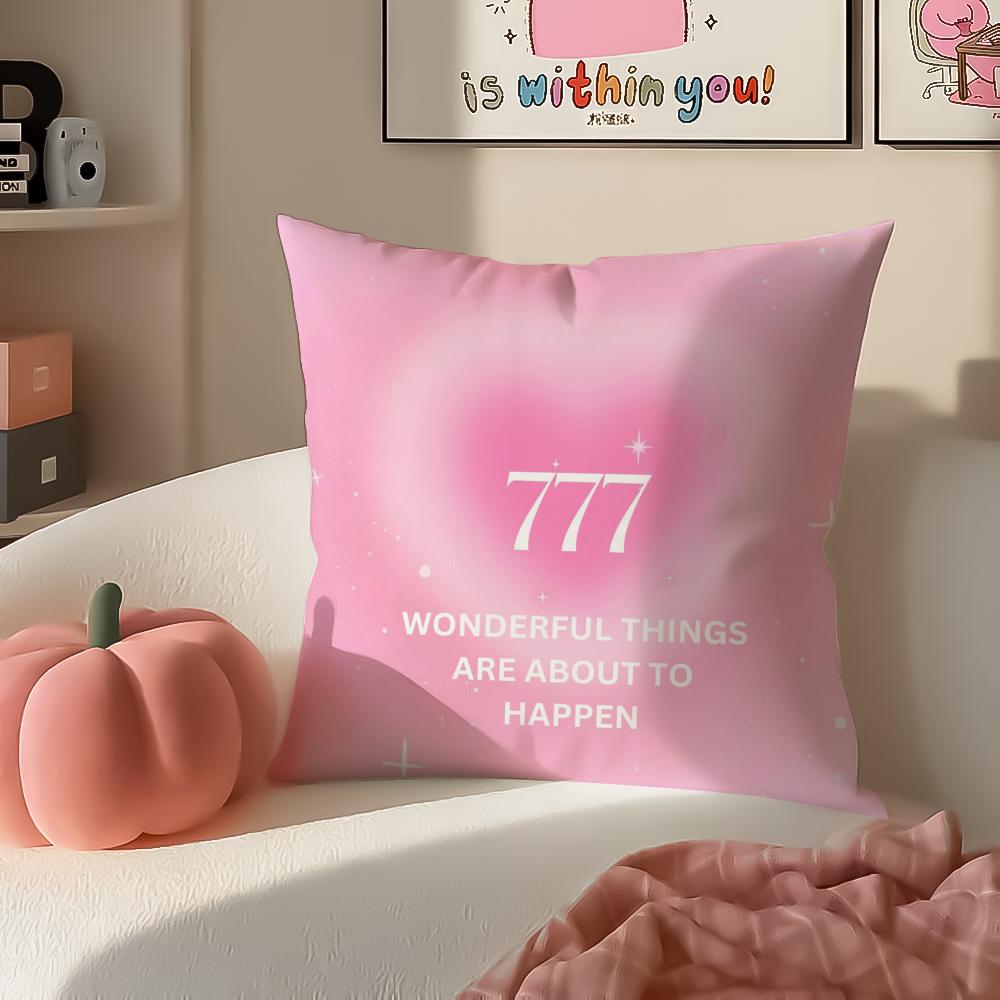 Lucky Gift Item Angel Numbers Cushion Cover Pillowcase Short Plush Invisible zipper Room Sofa Cushion Cover