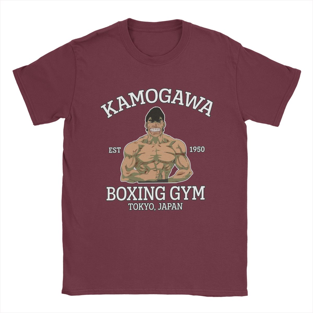 

Мужская футболка Kamogawa Boxing Gym Takamura Смешные футболки из чистого хлопка Hajime No Ippo Аниме Футболка с круглым вырезом Одежда Идея для подарка XXXXXL бордовый