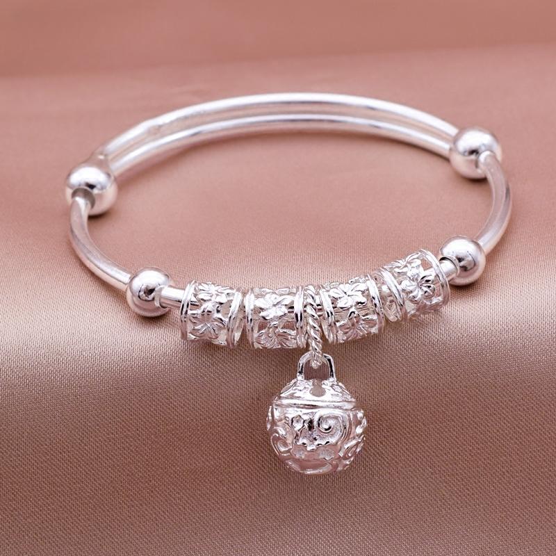 Fashion 925 Silver Adjustable Bracelets For Women Vintage Elegant Geometric Shiny Frosted Bangle Party Jewelry Gifts