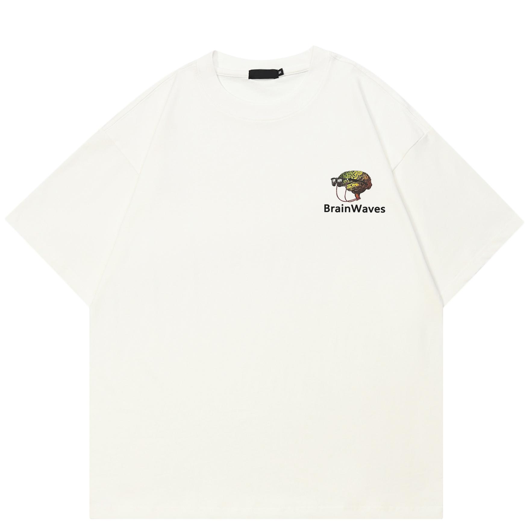 

Уличная одежда Мозговой штурм Графическая футболка Хлопковая футболка Унисекс Топы Футболки Летняя Футболка с короткими рукавами XXL белый