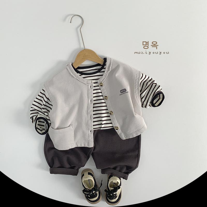 Striped Casual Long Sleeve Basic T Shirt For Boys And Girls Kids Top