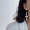 Glacier Galaxy Natural Baroque Pearl White Crystal Asymmetrical Niche Design French Earrings Silver Needle Earrings