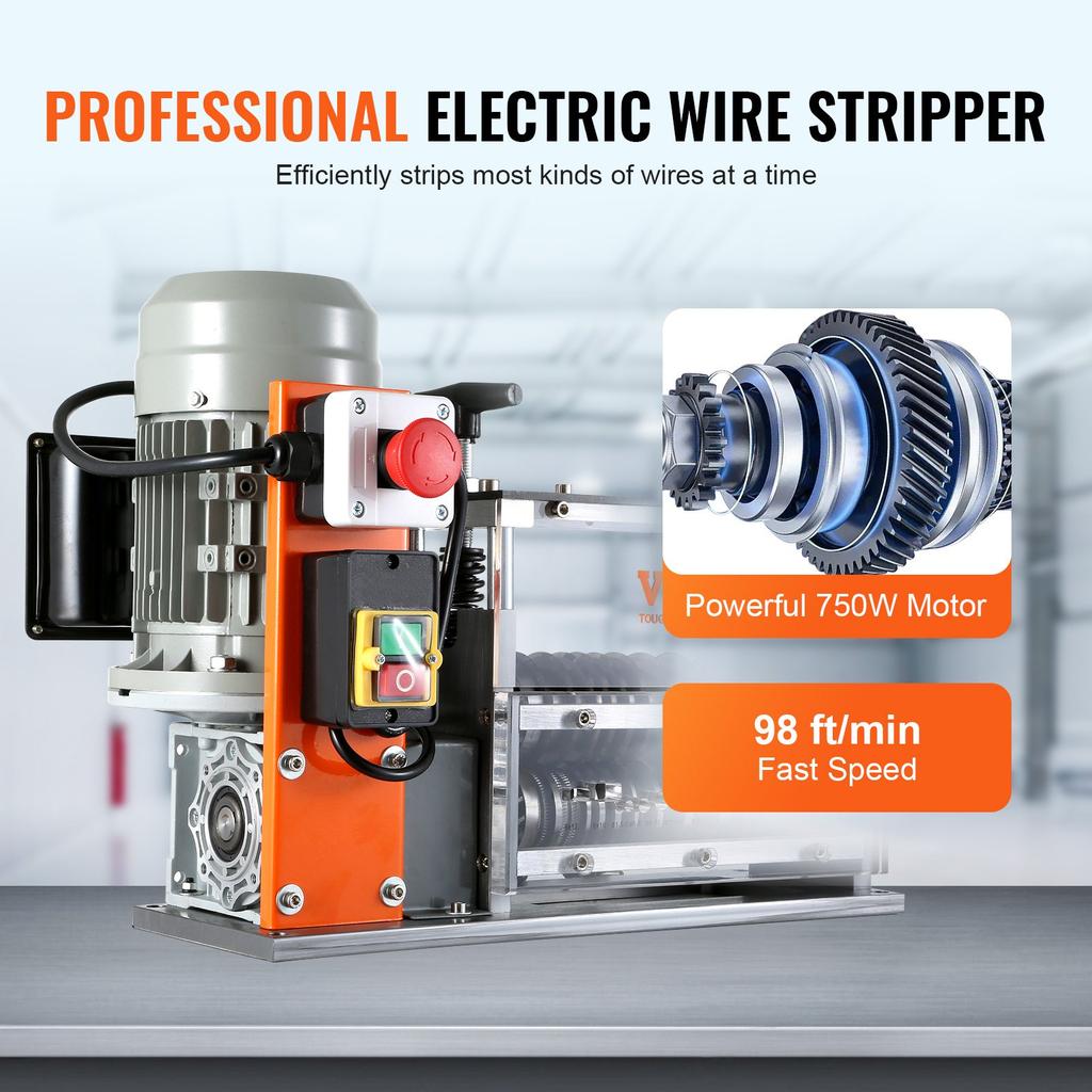 VEVOR Automatic Wire Stripping Machine, 1.5 mm-40 mm Electric Motorized Cable Stripper, 750W