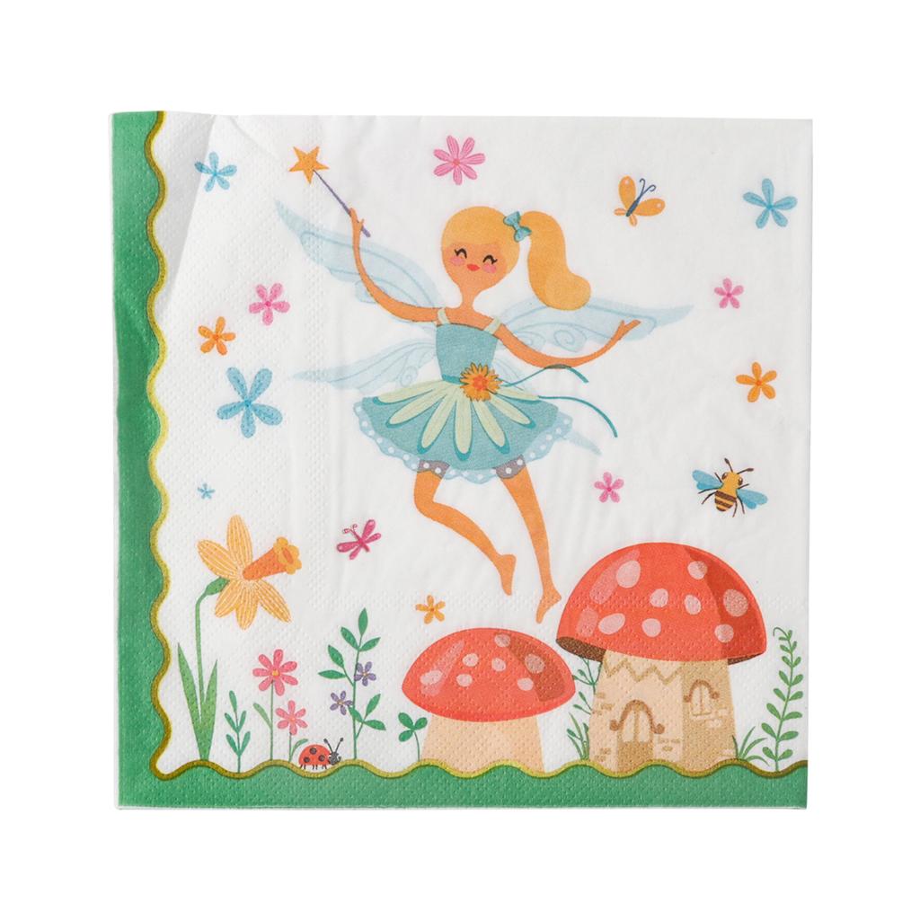 Fairy Party Disposable Tableware Floral Fairy Printing Paper Plate Cup Napkins Girls Tea Party Supplies Birthday Party Decor