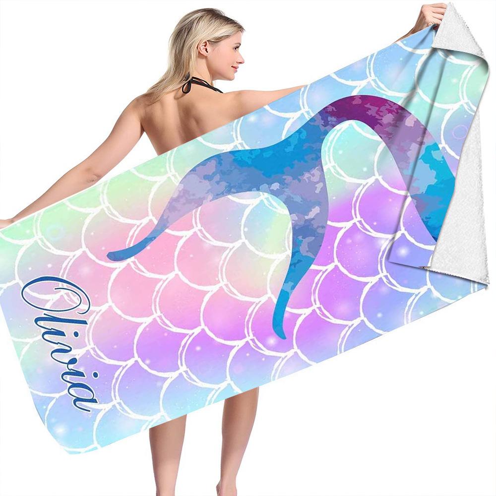 

Пляжное полотенце серии «Русалка с жемчугом» Двустороннее бархатное пляжное полотенце из микрофибры Плавательное полотенце Квадратное полотенце Пляжное полотенце 70*150