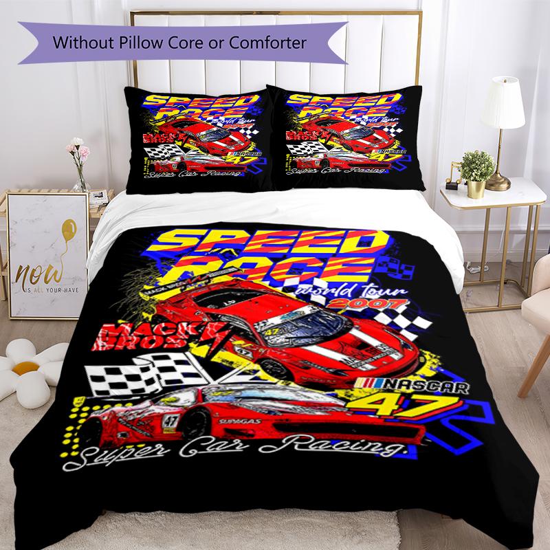 3pcs Racing Bedding Set Duvet Cover Closure Includes 1 Duvet Cover & 2 Pillowcases, Soft and Comfortable for All Seasons.