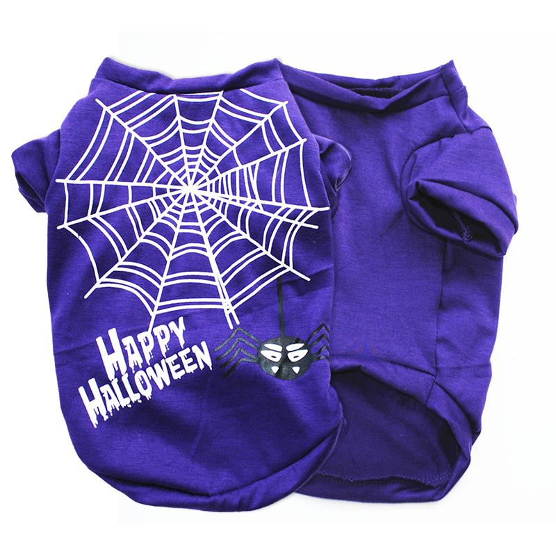 Pet Dog Cat Vest T-Shirt Halloween Spider Web Pattern Printing Cotton Cute T Shirt Small Medium Dogs Puppy Clothing XS-L