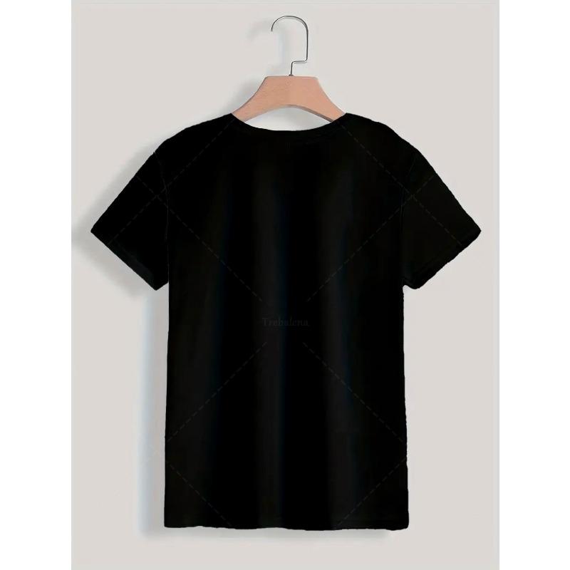 Women's Letter Print T-Shirt Casual Round Neck Short Sleeve Summer Fashion Sports Top
