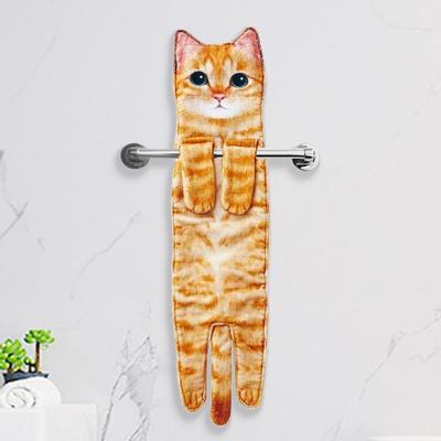 Shape Hand Towel Soft Absorbent Hanging Cute Hand Towel Kitten Towel for Bathroom Kitchen Towel