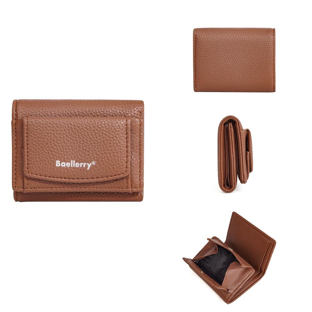 

Повседневный тройной кошелек для монет в корейском стиле, держатель для карт, портативный складной кошелек, для девочки коричневый