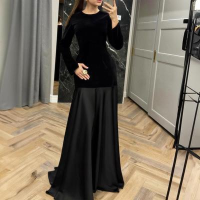 Elegant High-end Versatile Long-sleeved Long Skirt Dress for Women 2025 Autumn and Winter