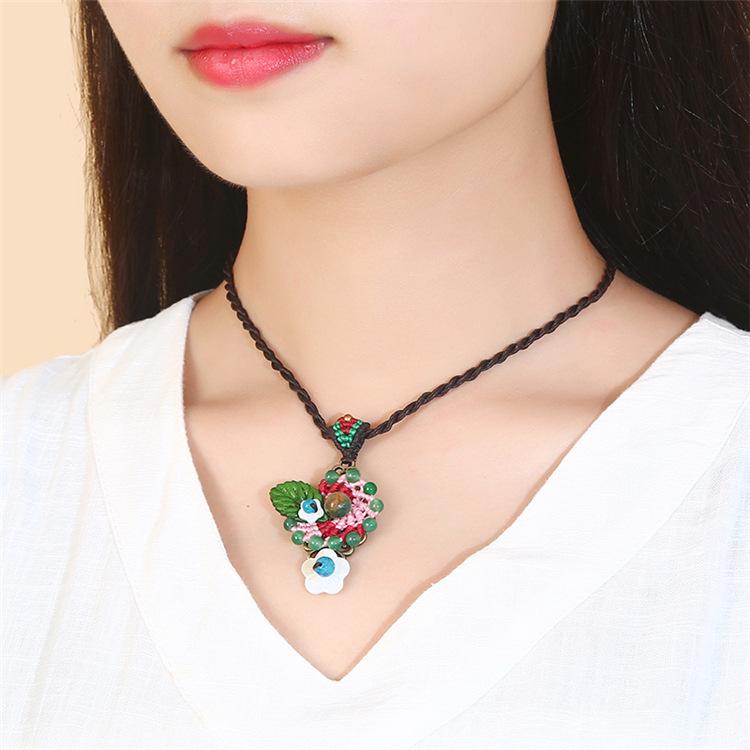 Original Handmade Ethnic Style Agate Short Necklace Femininity Retro Versatile Collarbone Chain Simple Classical Accessories