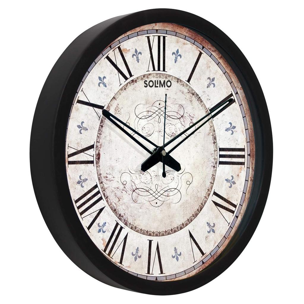 Plastic Silent Movement Designer Wall Clock (Black Frame, 12-inch)