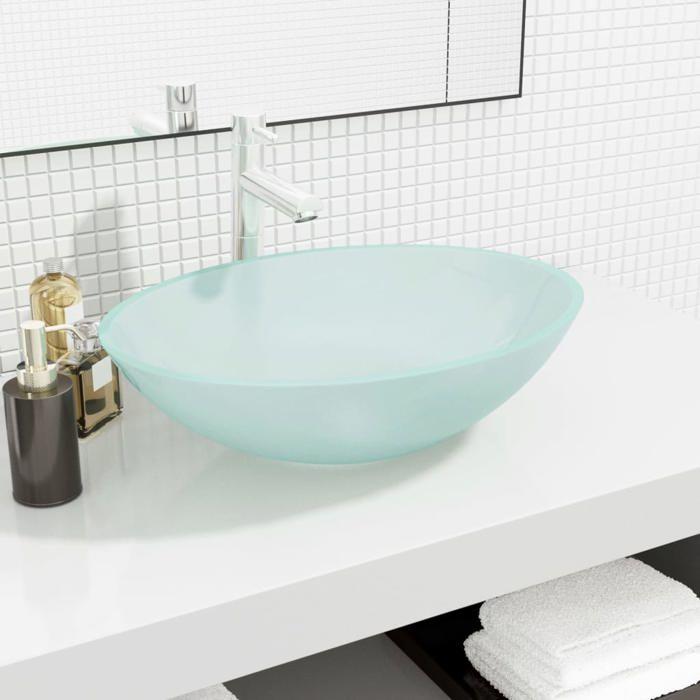 VidaXL Countertop Washbasin Toilet Sink Hand Basin Bathroom Sink House Interior Glass 50x37x14 345243