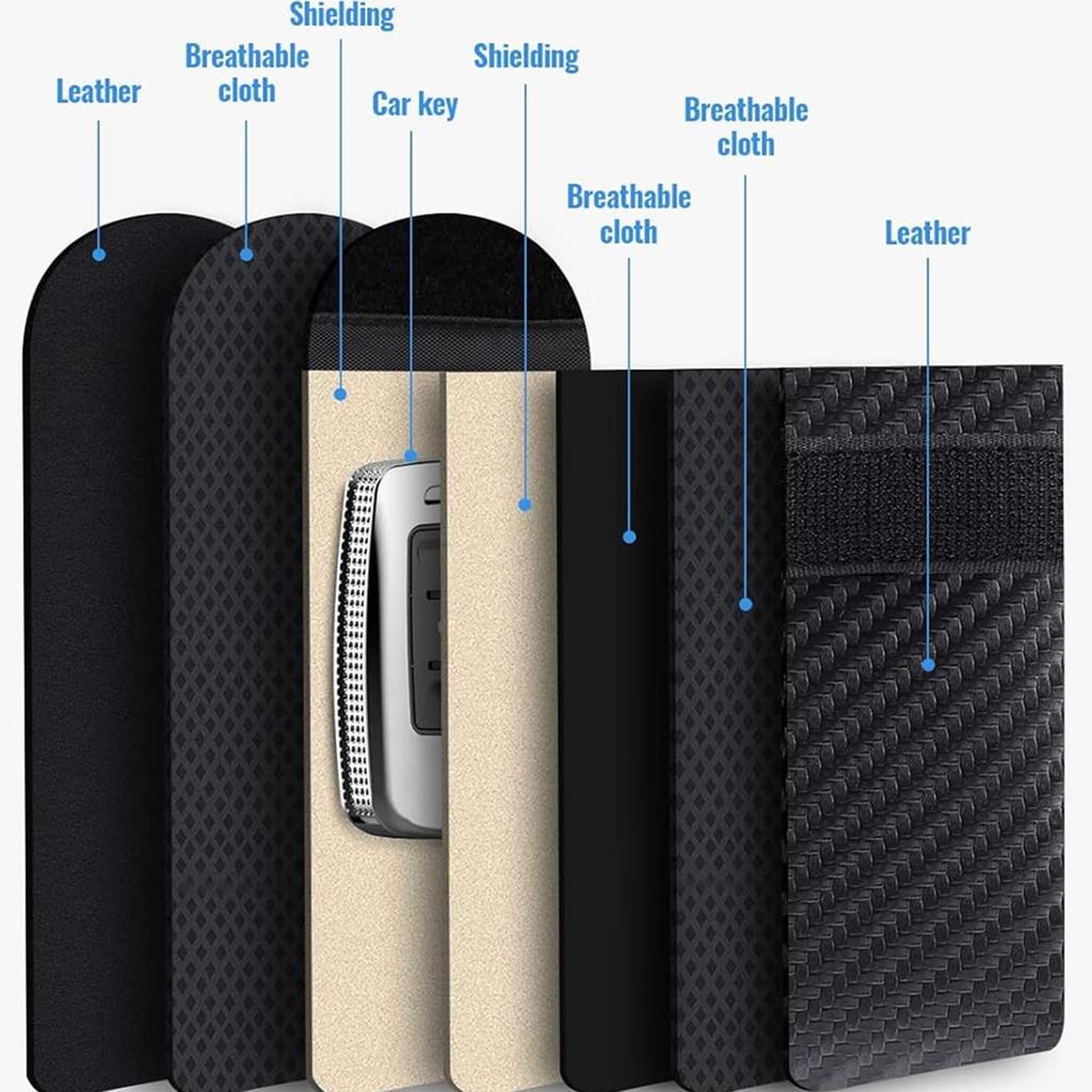 2024 RFID Carbon Fiber Car Key Shield & Phone Anti-Radiation Bag
