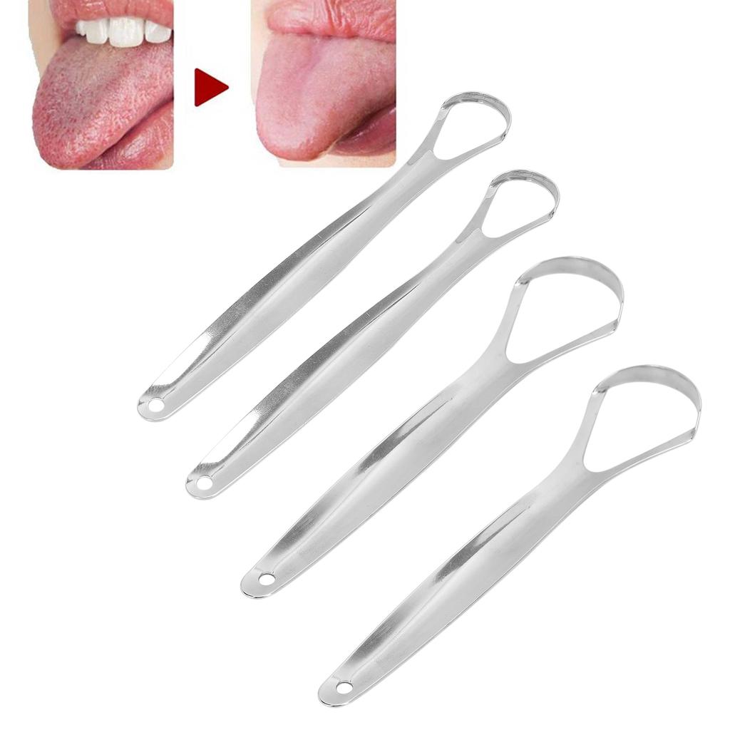 2pcs Adult Tongue Scraper Portable Reusable Stainless Steel Freshen Breath Tongue Cleaner