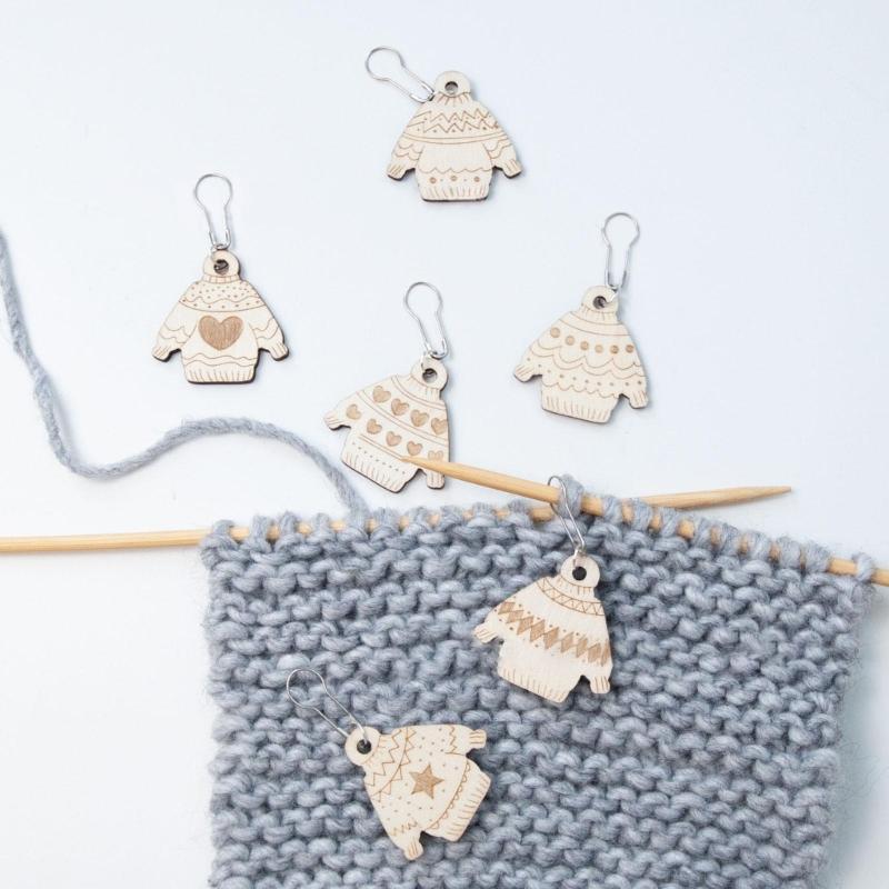 Holz Anhänger Strickmaschenmarkierer Holz Häkelnadelverschluss Für DIY Bastelmarkierer
