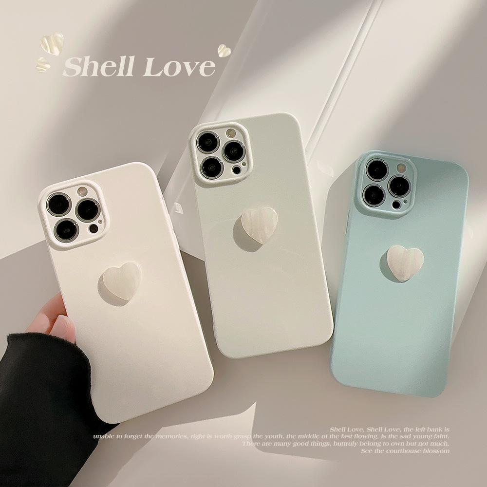 Three Dimensional Love Iphone14 IPhone 13 Pearl Shell 16 Solid Color 12 Suitable for 15promax Simple