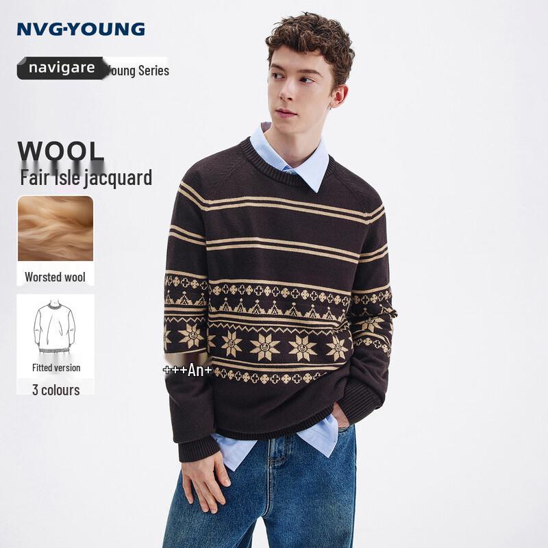 

Navigare Men s Jacquard Wool Blend Pullover Sweater M