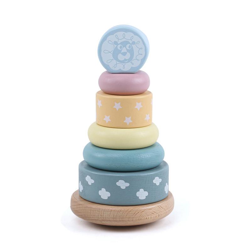 Rainbow Tower Wooden Stacking Blocks For Kids Educational Cognitive Play