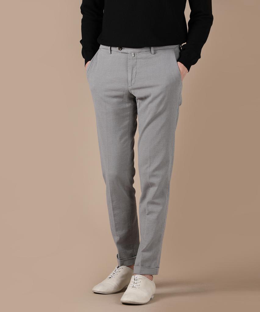PANICALE Gray Regular Slim Fit Patterned Pants