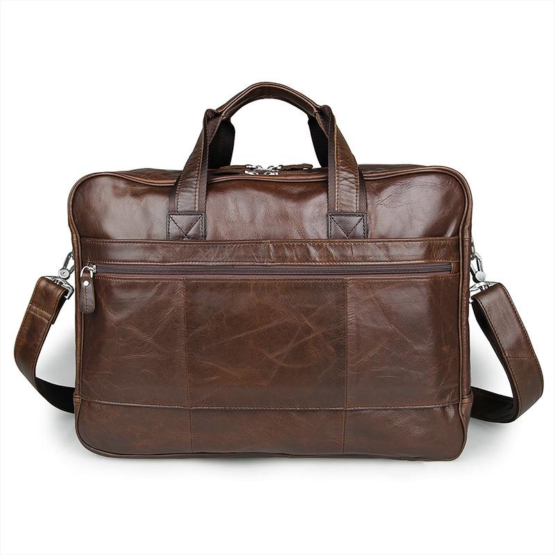 Jiameida Retro Leather Men's 17-Inch Briefcase and Handbag