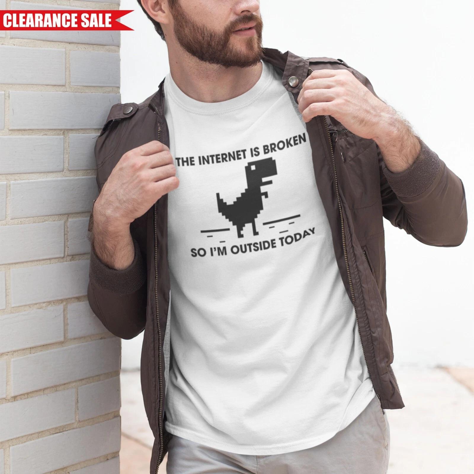 Mens Geek T-Shirt The Internet Is Broken Funny Printed Web Page Computer Web Tee 2XL